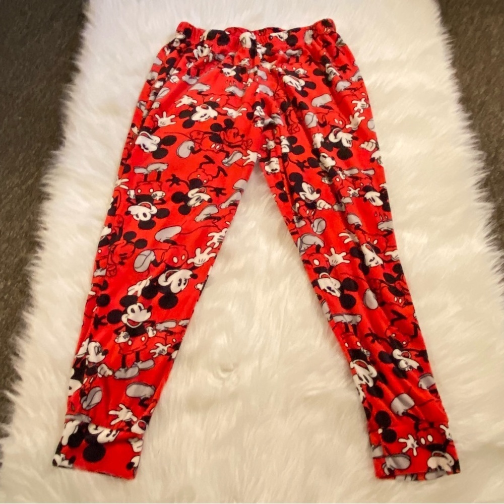 Disney Pajamas Womens Size L (12-14) Mickey Mouse Red Pull On Stretch